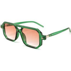 Vintage 70s Square Aviator Sunglasses - Retro Flat Top Shades for Men and Women